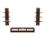 Furnifry Wooden TV Entertainment Unit with 2 Wall Shelf/Wall