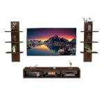 Furnifry Wooden TV Entertainment Unit with 2 Wall Shelf/Wall