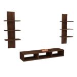 Furnifry Wooden TV Entertainment Unit with 2 Wall Shelf/Wall